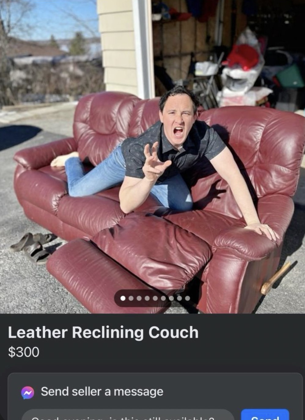 studio couch - Leather Reclining Couch $300 Send seller a message